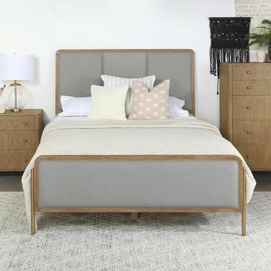 (image for) Arini Upholstered Queen Panel Bed Sand Wash and Grey