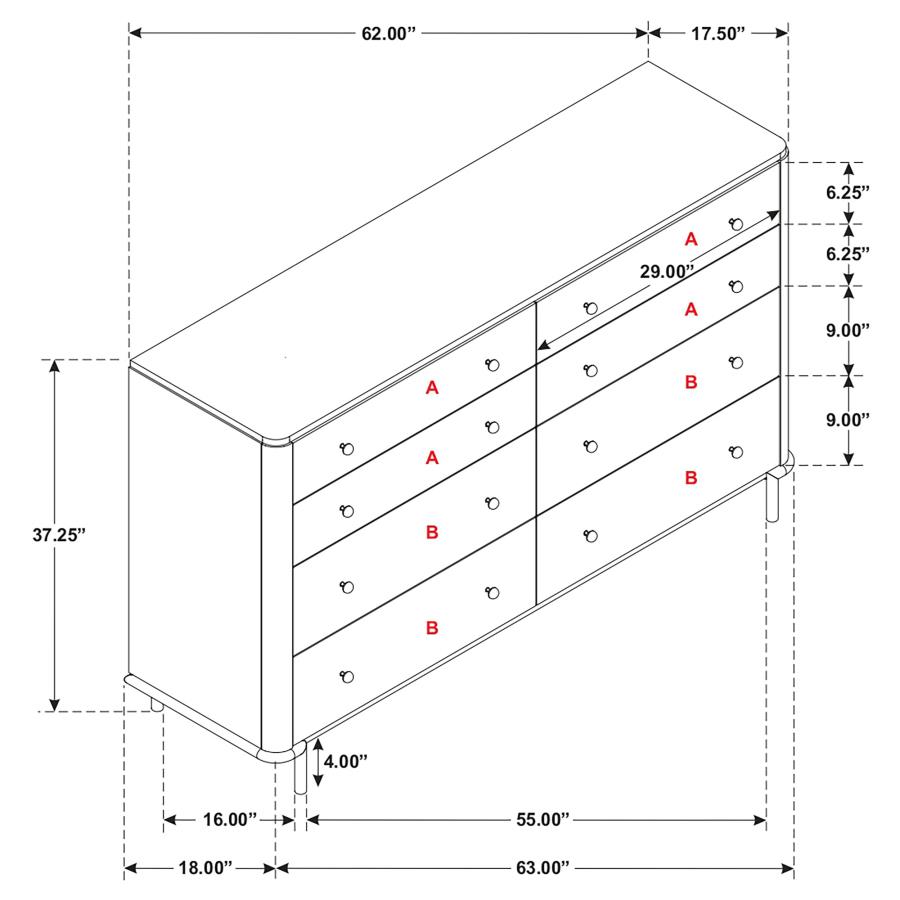 (image for) Arini 8-drawer Dresser Sand Wash