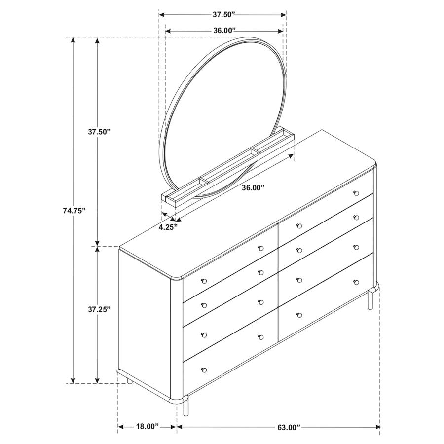 (image for) Arini 8-drawer Dresser with Mirror Sand Wash