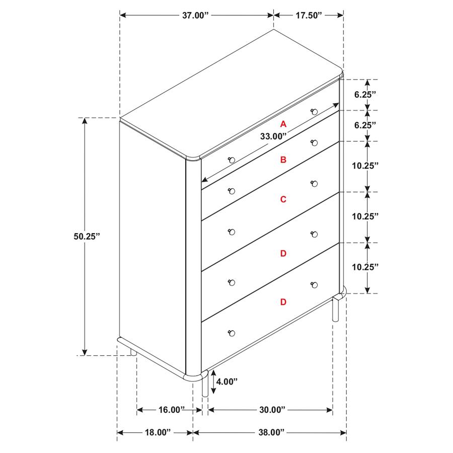 (image for) Arini 5-drawer Bedroom Chest Sand Wash