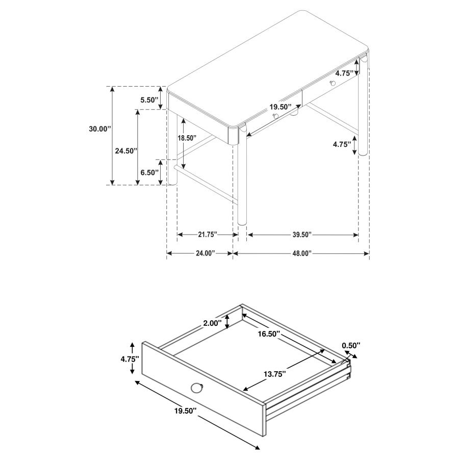 (image for) Arini 2-drawer Vanity Desk Makeup Table Sand Wash