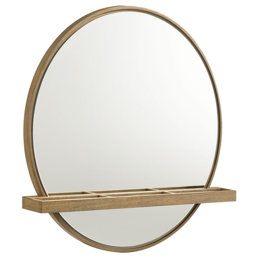 (image for) Arini Round Vanity Wall Mirror with Shelf Sand Wash - Click Image to Close