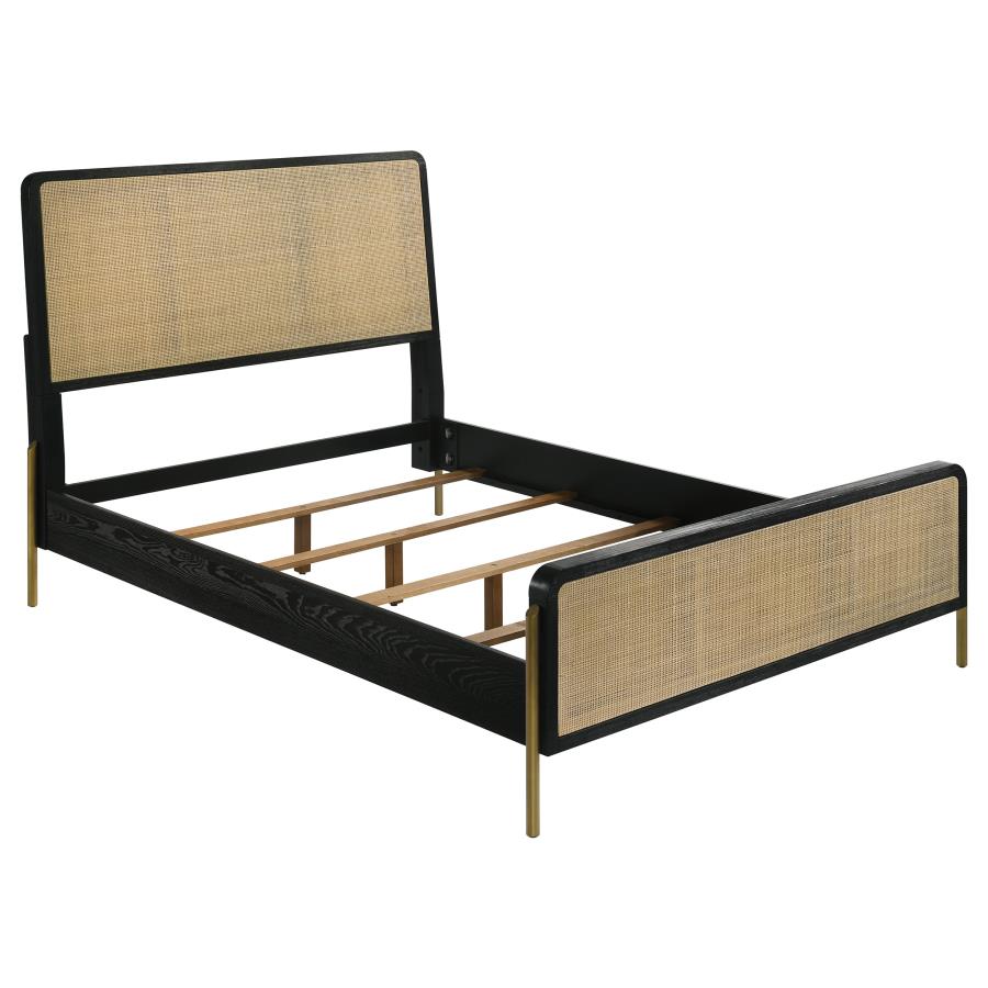 (image for) Arini Rattan Eastern King Panel Bed Black and Natural - Click Image to Close