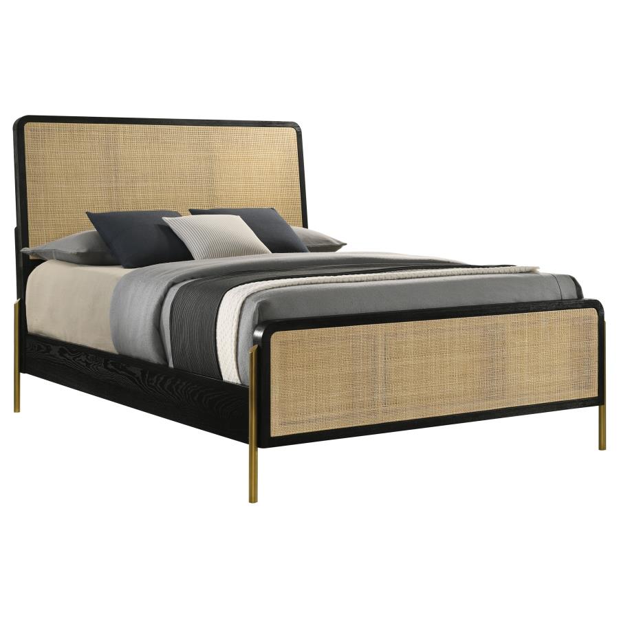 (image for) Arini Rattan Queen Panel Bed Black and Natural