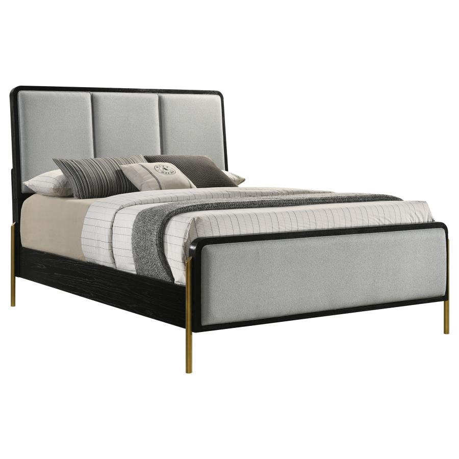 (image for) Arini Upholstered Eastern King Panel Bed Black and Grey