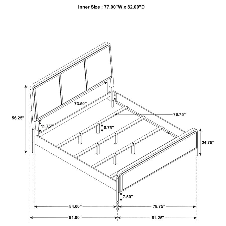 (image for) Arini Upholstered Eastern King Panel Bed Black and Grey