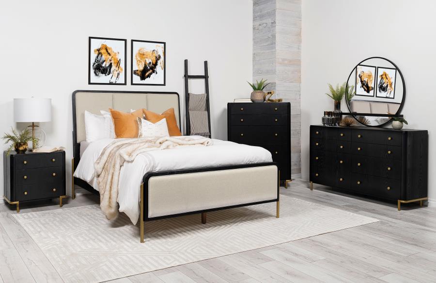 Modal Additional Images for Arini 56-inch Eastern King Panel Bed Cream and Black