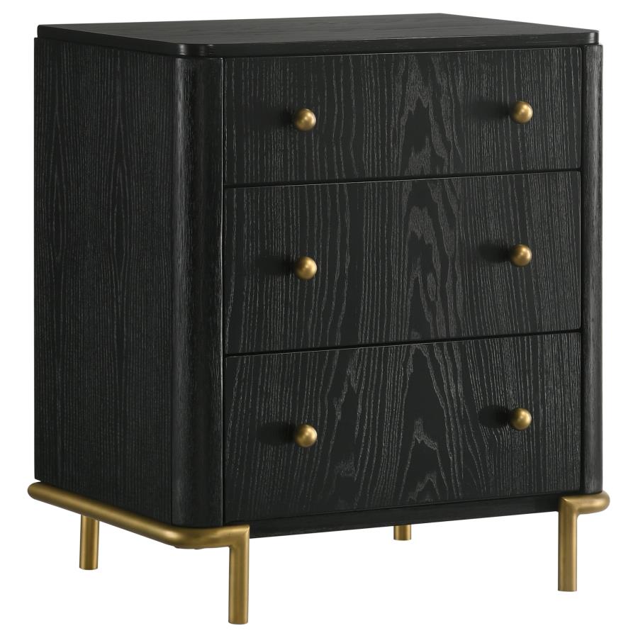 (image for) Arini 3-drawer Nightstand Black - Click Image to Close