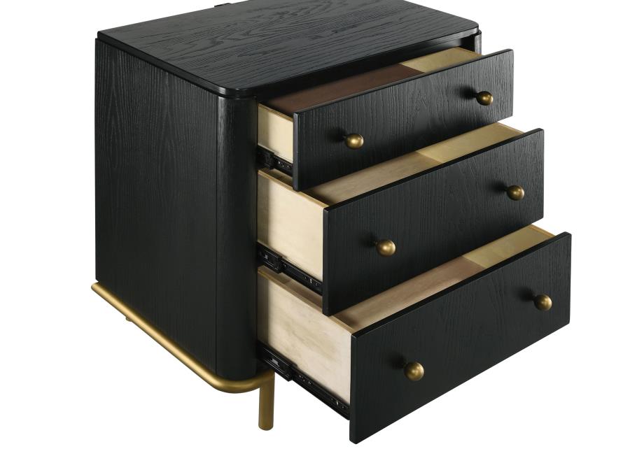 (image for) Arini 3-drawer Nightstand Black