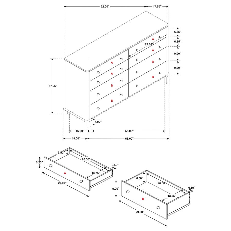 (image for) Arini 8-drawer Dresser Black