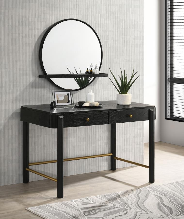 (image for) Arini 2-piece Makeup Vanity Table and Mirror Set Black