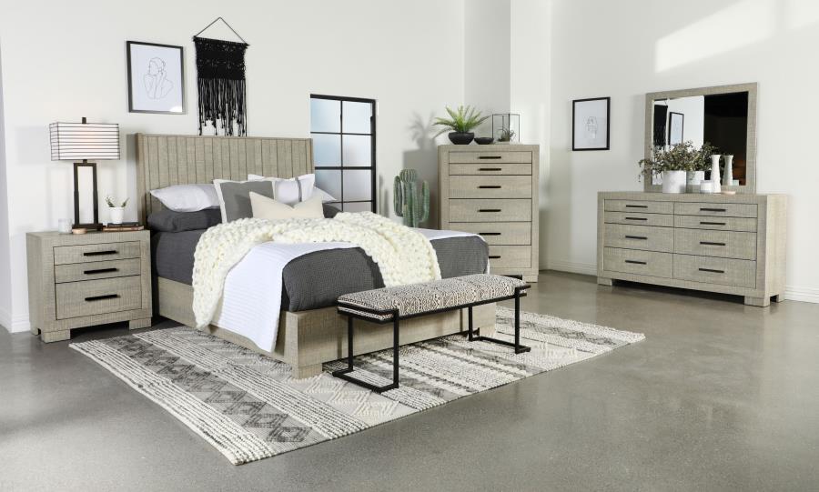 (image for) Channing Rectangular Panel Bed Rough Sawn Grey Oak