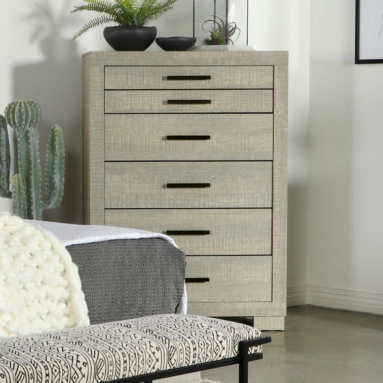 (image for) Channing 5-drawer Bedroom Chest Rough Sawn Grey Oak