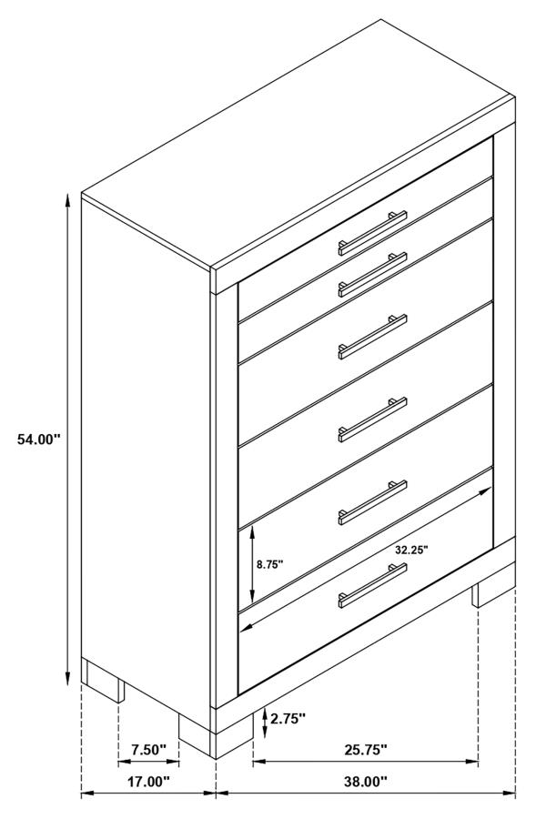 (image for) Channing 5-drawer Bedroom Chest Rough Sawn Grey Oak