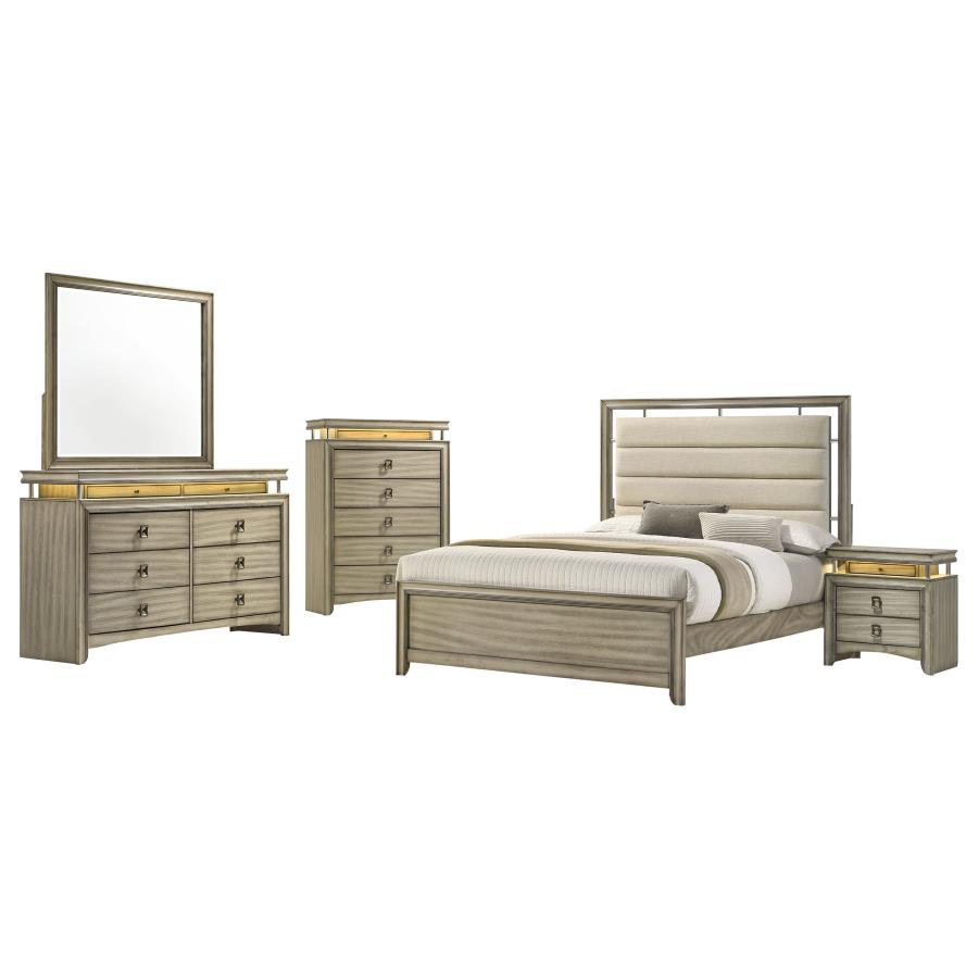 (image for) Giselle 5-piece Eastern King Bedroom Set Rustic Beige - Click Image to Close