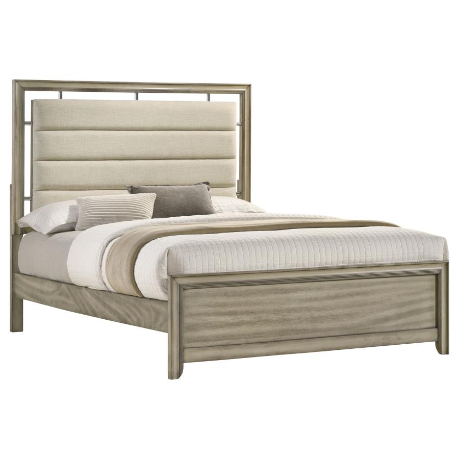 (image for) Giselle Wood Eastern King Panel Bed Rustic Beige - Click Image to Close