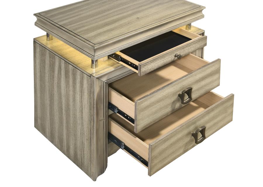 (image for) Giselle 3-drawer Nightstand Rustic Beige