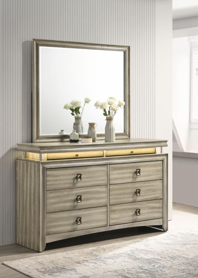 (image for) Giselle 8-drawer Dresser with Mirror Rustic Beige