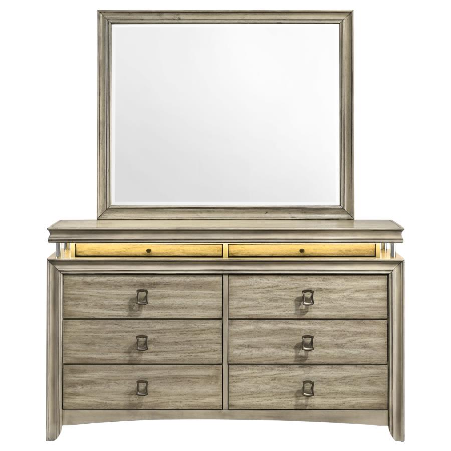 (image for) Giselle 8-drawer Dresser with Mirror Rustic Beige