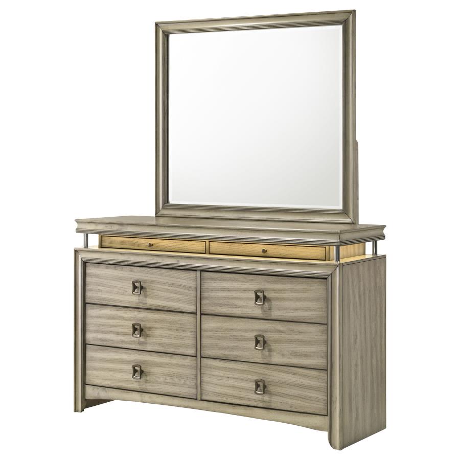 (image for) Giselle 8-drawer Dresser with Mirror Rustic Beige