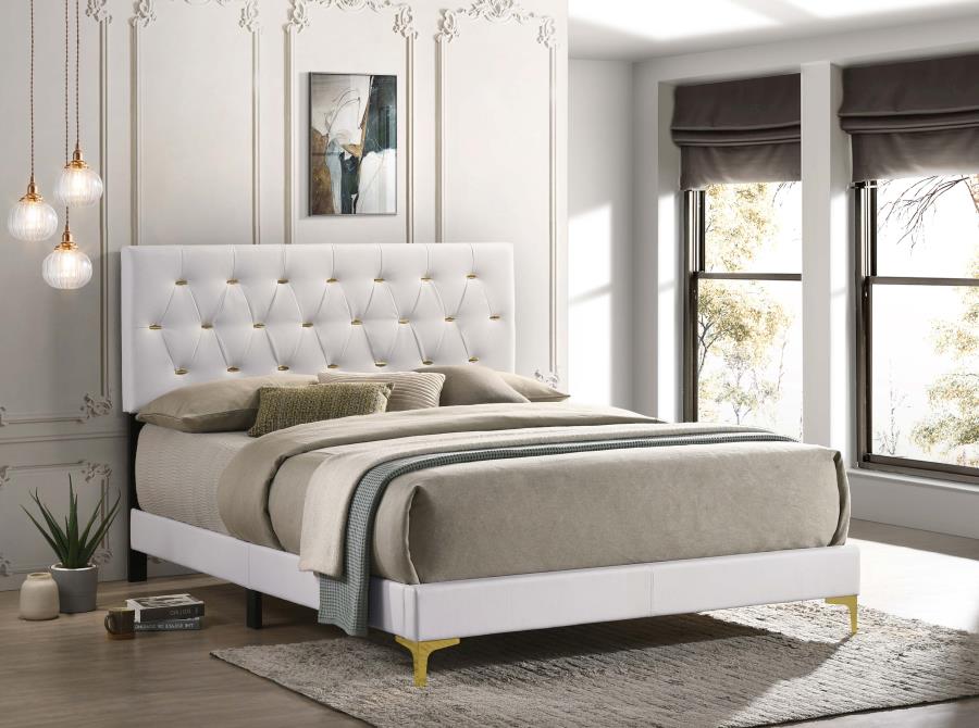 (image for) Kendall Upholstered Eastern King Panel Bed White