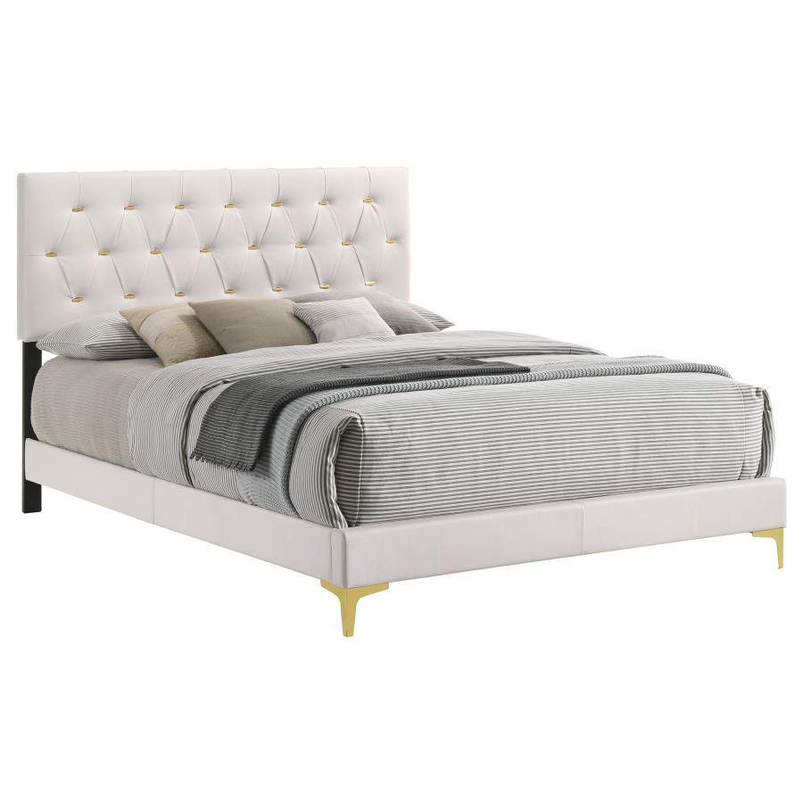 (image for) Kendall Upholstered Eastern King Panel Bed White