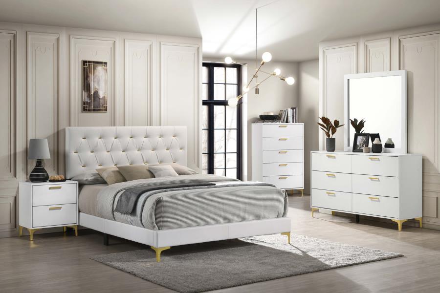 (image for) Kendall Upholstered Eastern King Panel Bed White