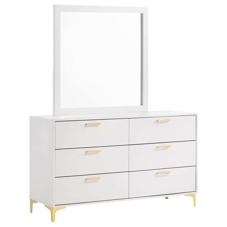 (image for) Kendall 6-drawer Dresser with Mirror White - Click Image to Close