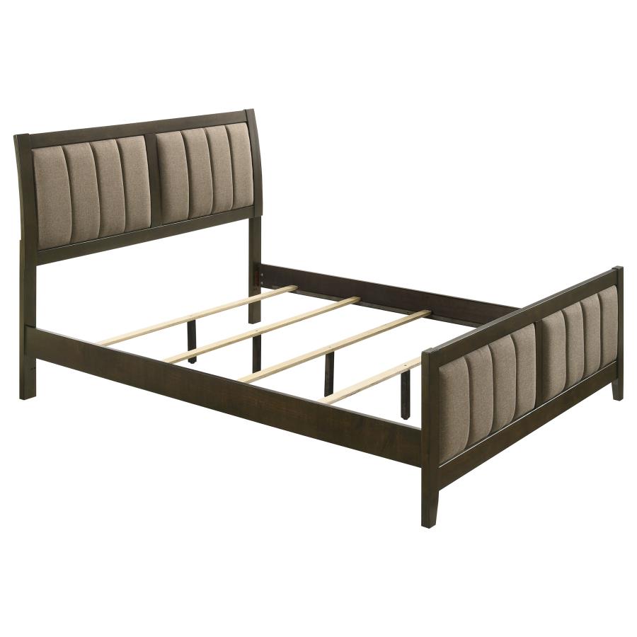 (image for) Wilkes 51-inch Upholstered Eastern King Bed Dark Cocoa - Click Image to Close