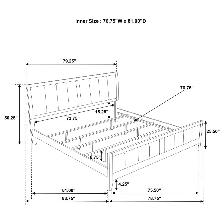 (image for) Wilkes 51-inch Upholstered Eastern King Bed Dark Cocoa