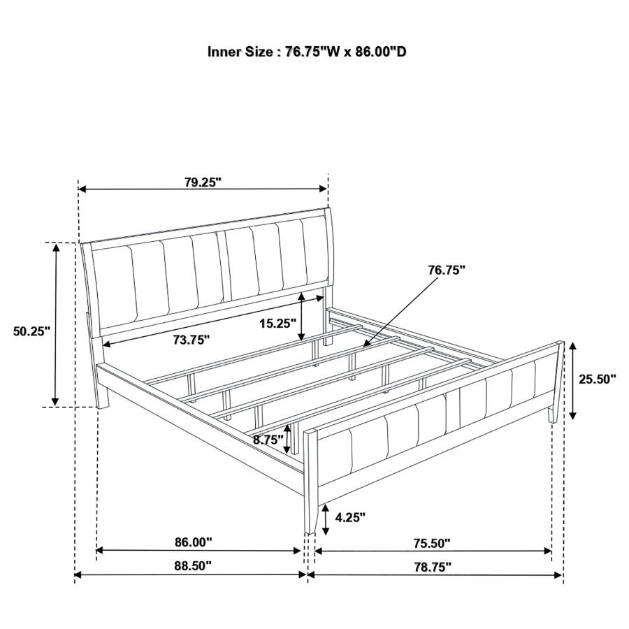 Wilkes 51-inch Upholstered California King Bed Dark Cocoa