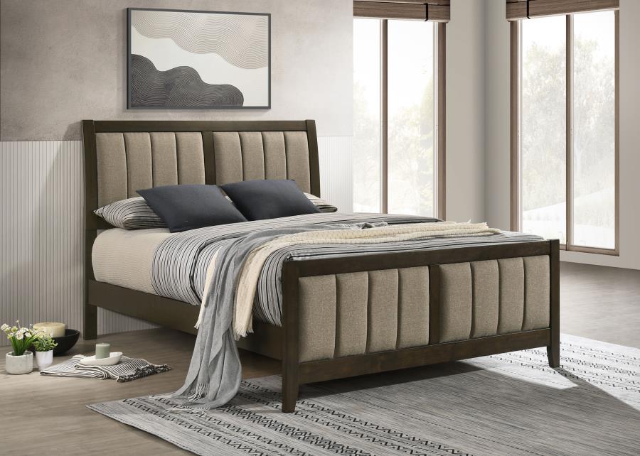 (image for) Wilkes 51-inch Upholstered Queen Bed Dark Cocoa