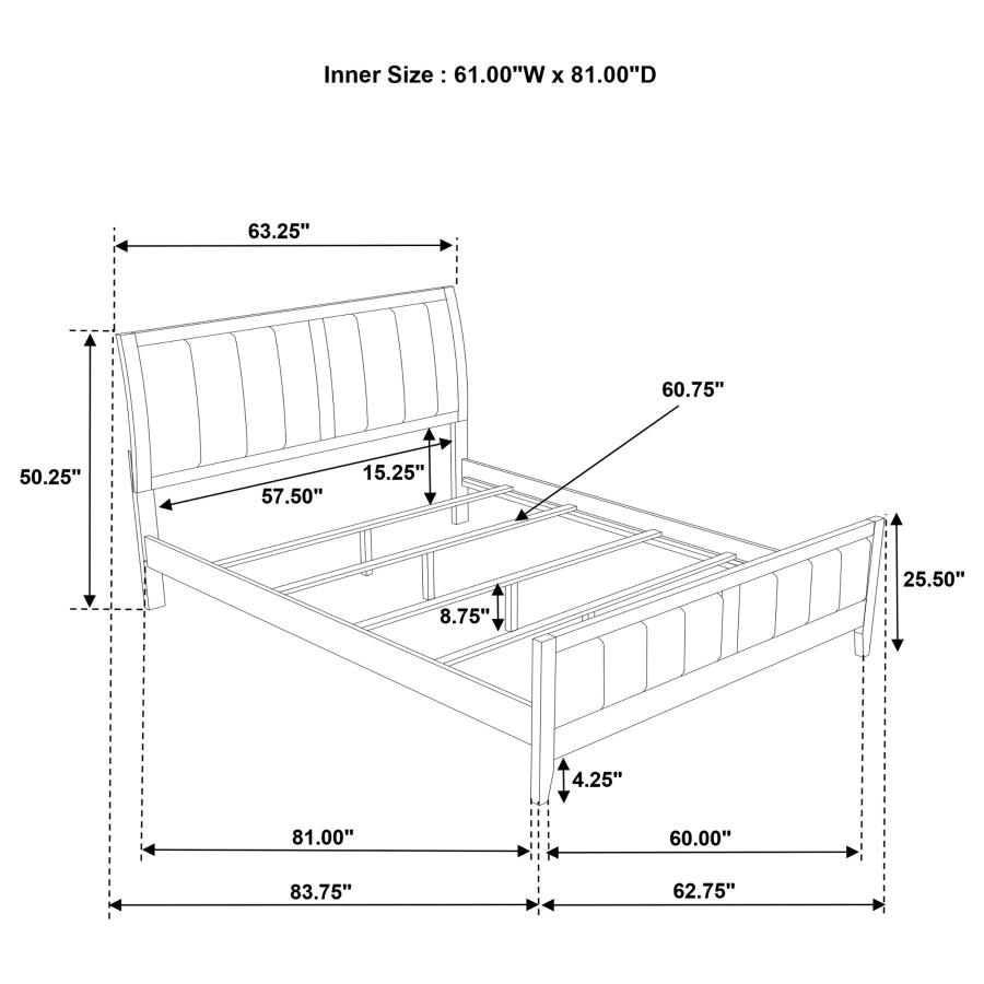 (image for) Wilkes 51-inch Upholstered Queen Bed Dark Cocoa