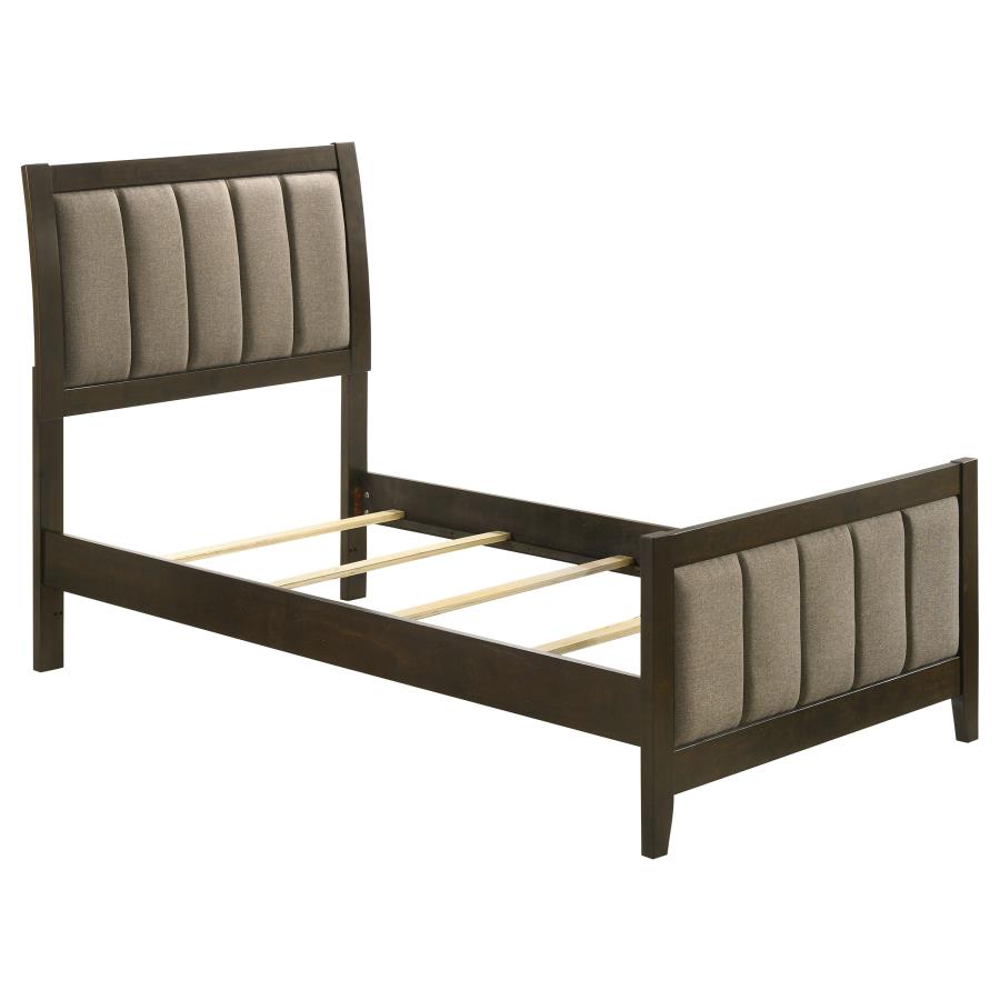 (image for) Wilkes 51-inch Upholstered Twin Bed Dark Cocoa - Click Image to Close