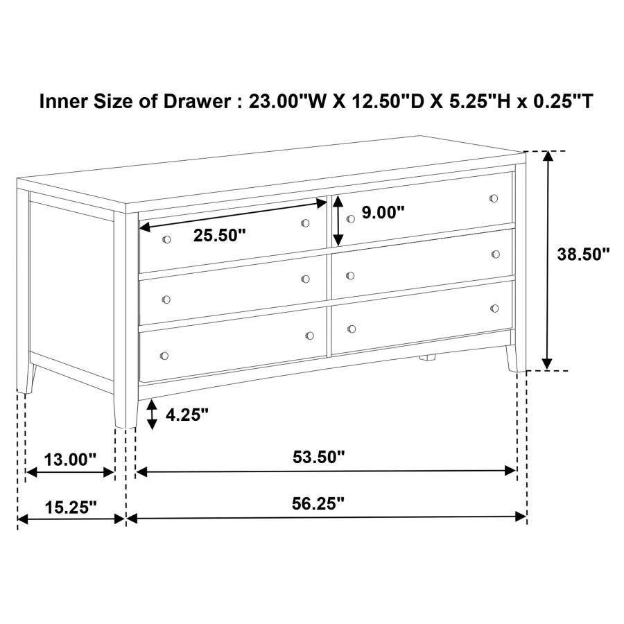 (image for) Wilkes 6-drawer Dresser Cabinet Dark Cocoa