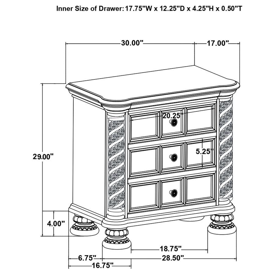 (image for) Emmett 3-drawer Nightstand Walnut