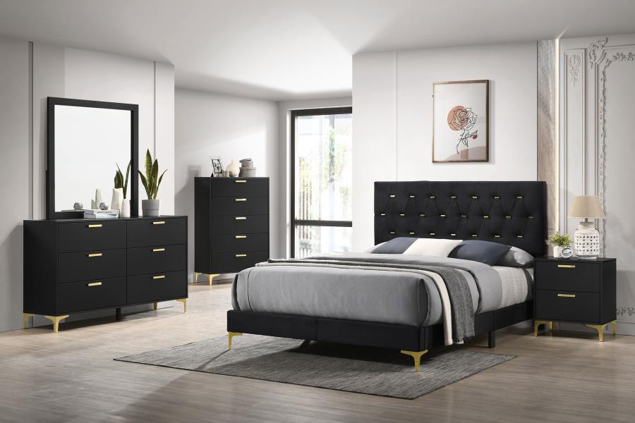 Modal Additional Images for Kendall Upholstered California King Panel Bed Black