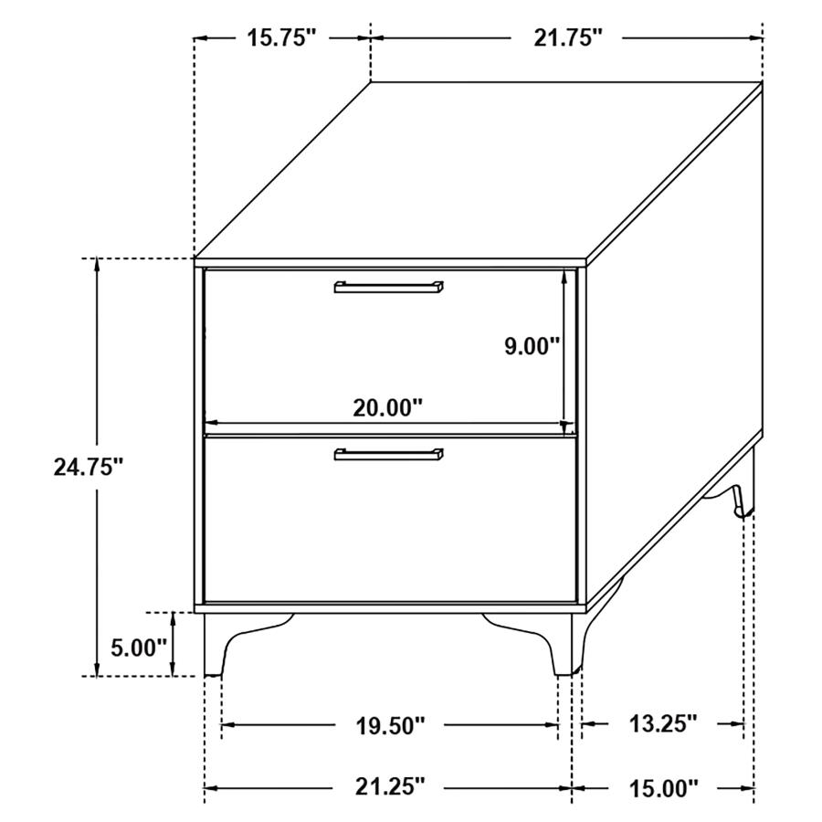 (image for) Kendall 2-drawer Nightstand Black