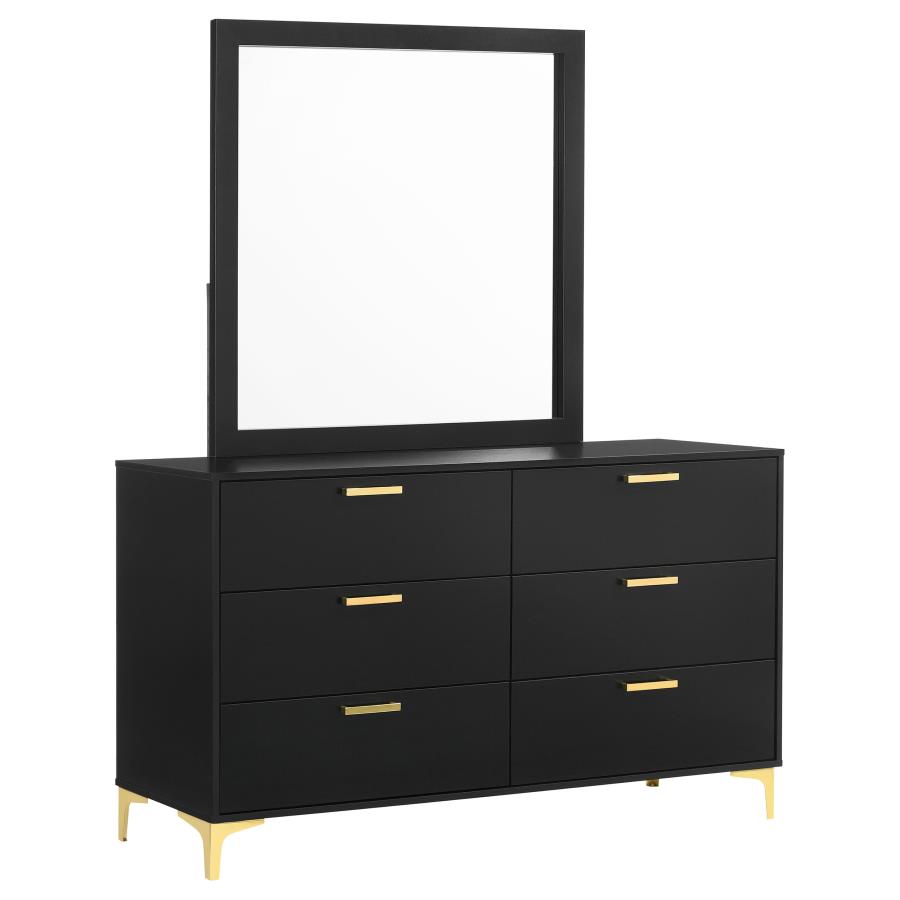 (image for) Kendall 6-drawer Dresser with Mirror Black - Click Image to Close