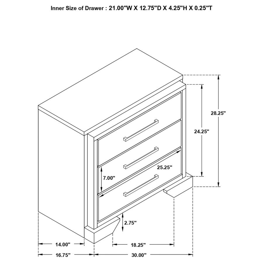 (image for) Baker 3-drawer Nightstand Light Taupe