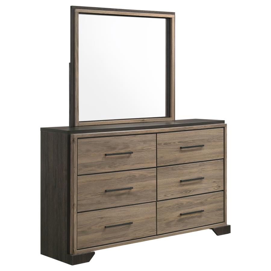 (image for) Baker 6-drawer Dresser with Mirror Light Taupe - Click Image to Close