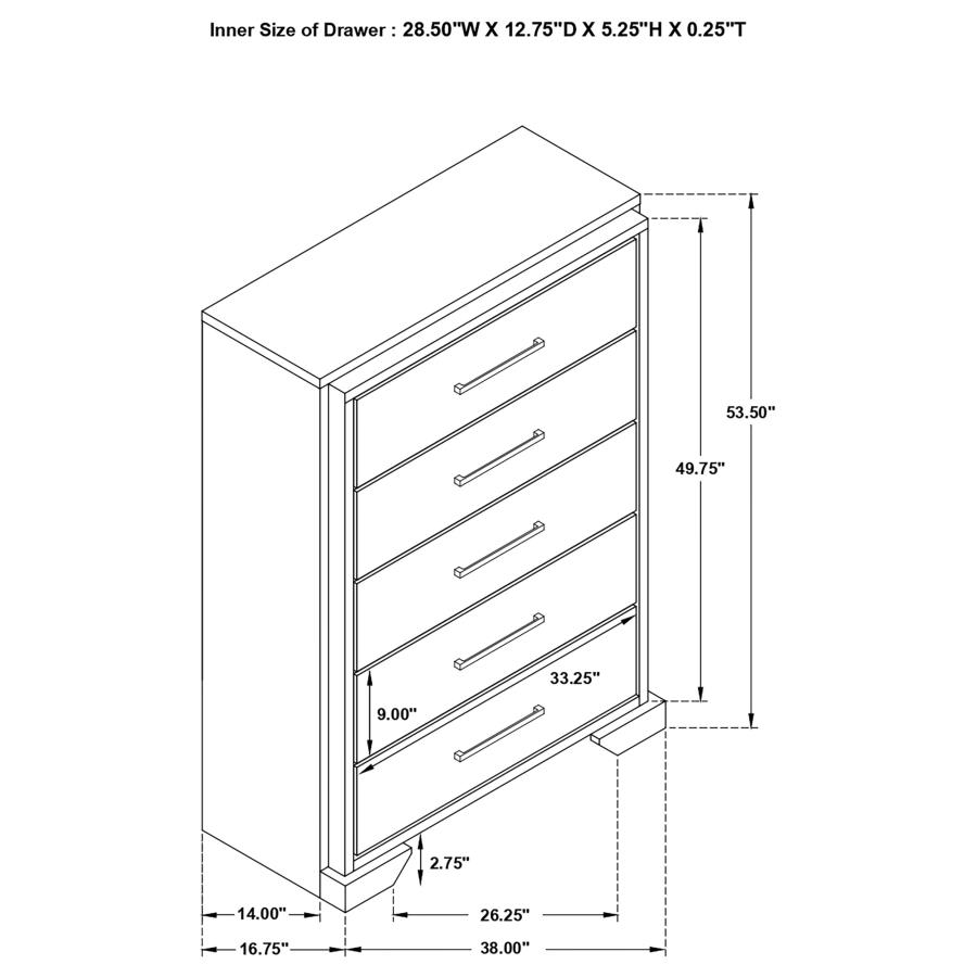 (image for) Baker 5-drawer Bedroom Chest Light Taupe