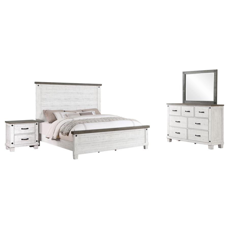 (image for) Lilith 4-piece Eastern King Bedroom Set Distressed White - Click Image to Close