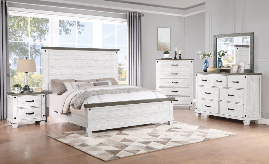 (image for) Lilith 5-piece Eastern King Bedroom Set Distressed White - Click Image to Close