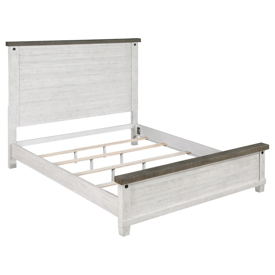 (image for) Lilith Wood Eastern King Panel Bed Distressed White