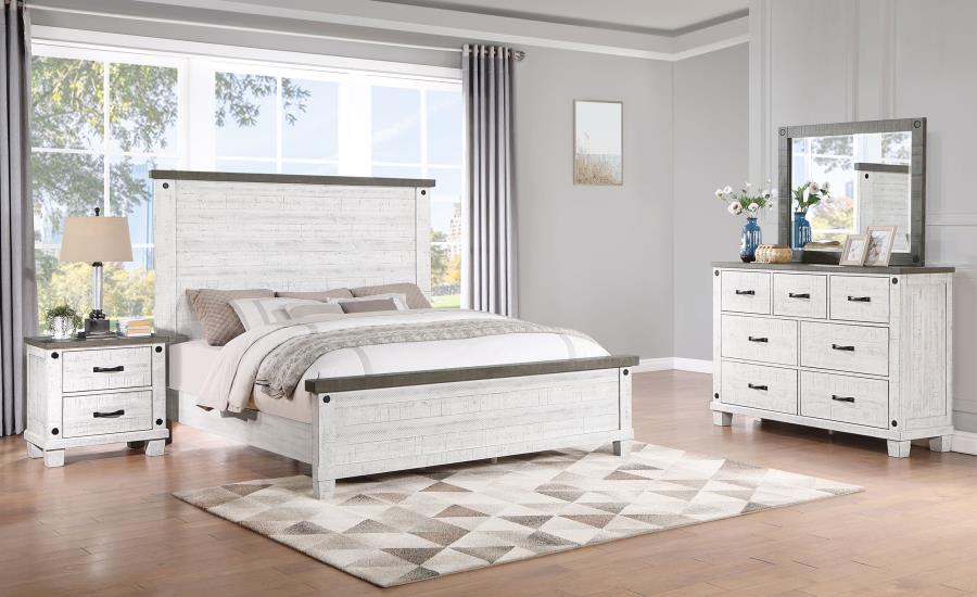 (image for) Lilith 4-piece Queen Bedroom Set Distressed White