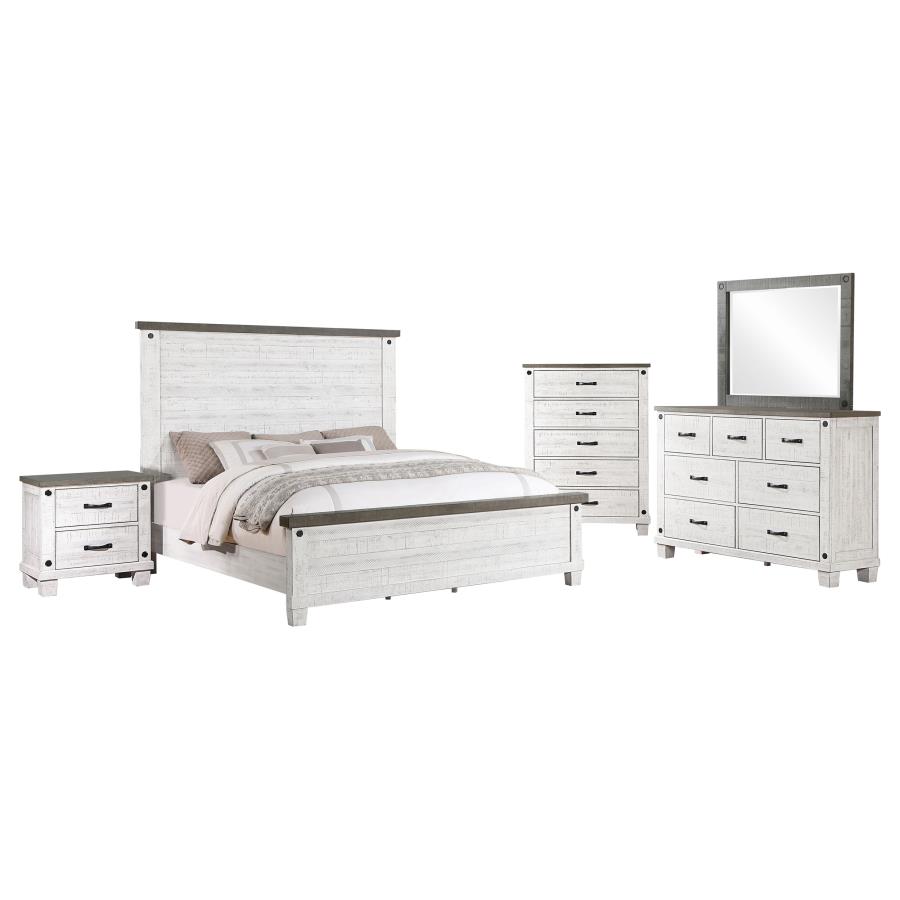 (image for) Lilith 5-piece Queen Bedroom Set Distressed White