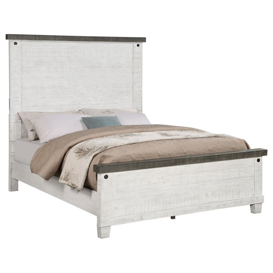 (image for) Lilith Wood Queen Panel Bed Distressed White