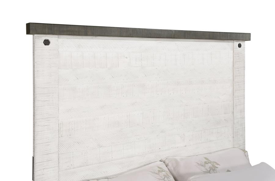 (image for) Lilith Wood Queen Panel Bed Distressed White