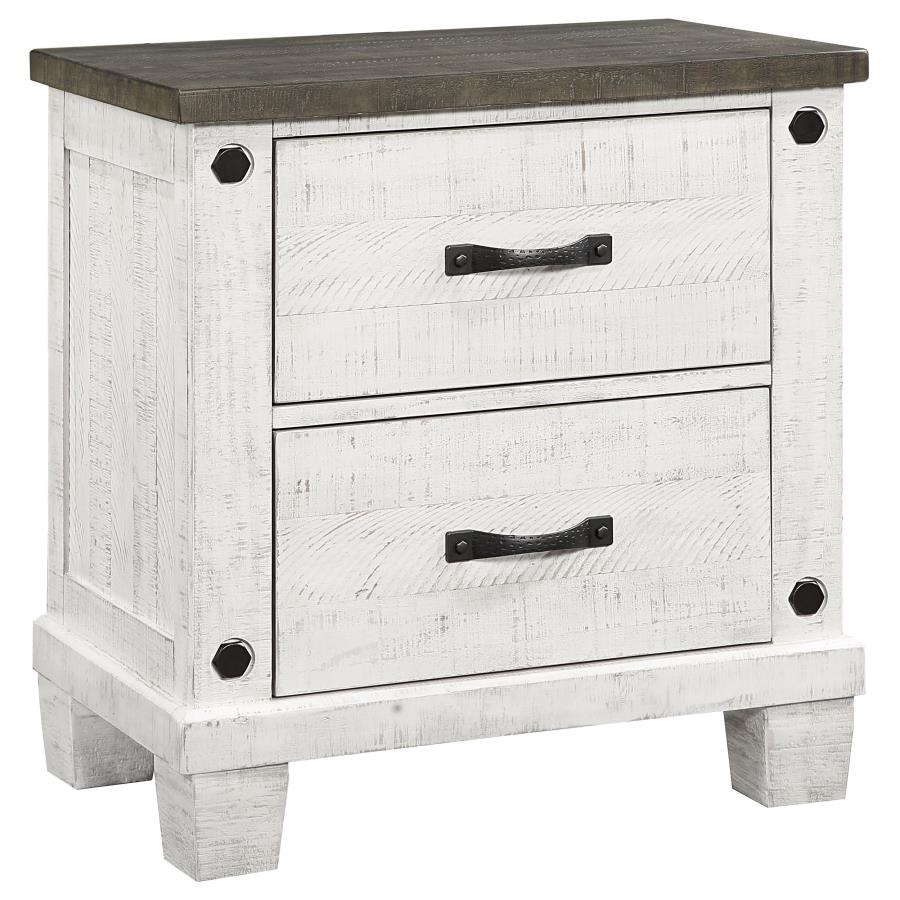 (image for) Lilith 2-drawer Nightstand Distressed White - Click Image to Close